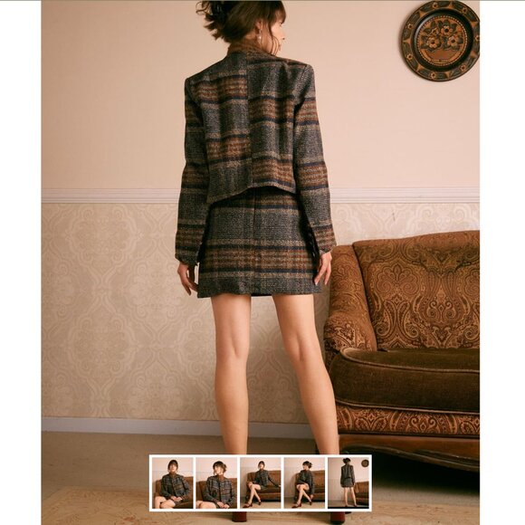 Rihoas The Brown Striped Single Breasted Jacket | Brown - Picture 5 of 5